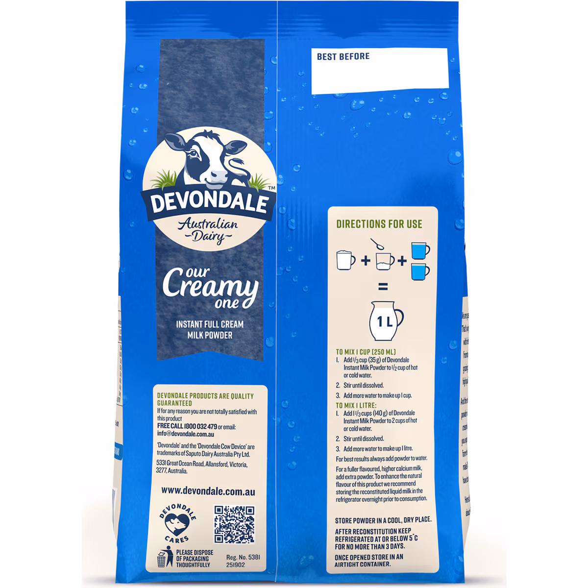 Sữa bột nguyên kem tiệt trùng UHT Devondale, 1kg - Ảnh 2