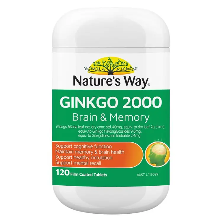 Viên uống bổ sung Nature's Way Ginkgo 2000 hỗ trợ não bộ và trí nhớ, 120 viên