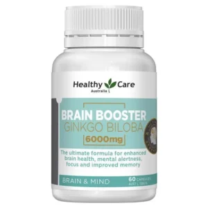 Viên uống tăng cường trí não Healthy Care Brain Booster Ginkgo Biloba 6000mg, 60 viên nang