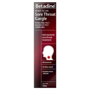 Dung dịch súc miệng Betadine trị đau họng, dạng pha sẵn, 120ml