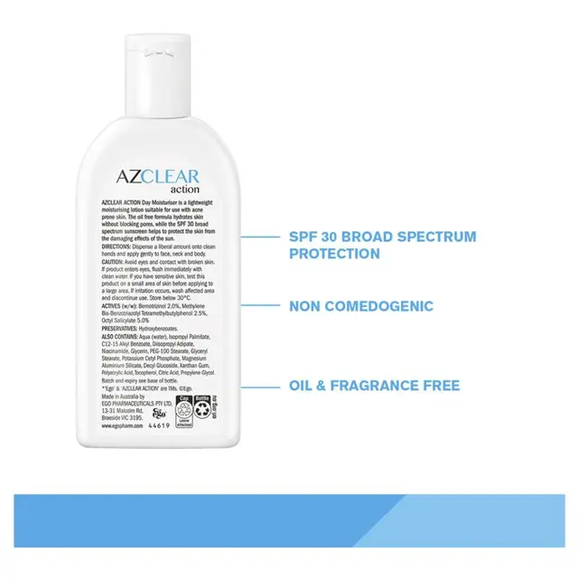 Kem dưỡng ẩm & chống nắng cho da thương tổn Azclear Action Day Moisturiser SPF 30 120ml - Ảnh 3